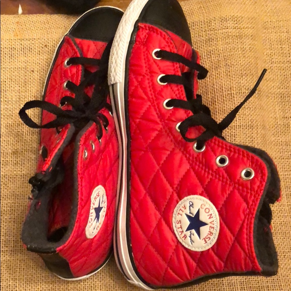 red and black converse